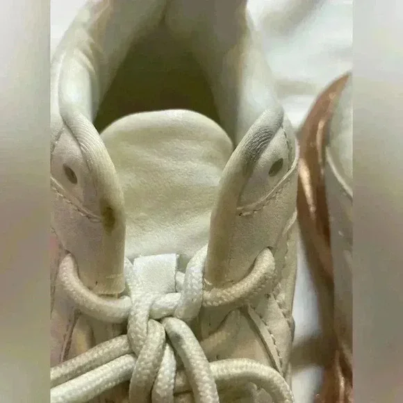 River Island Lace Up Glitter Chunky Style Trainers Sneaker Size 1 White Gold - Picture 10 of 14